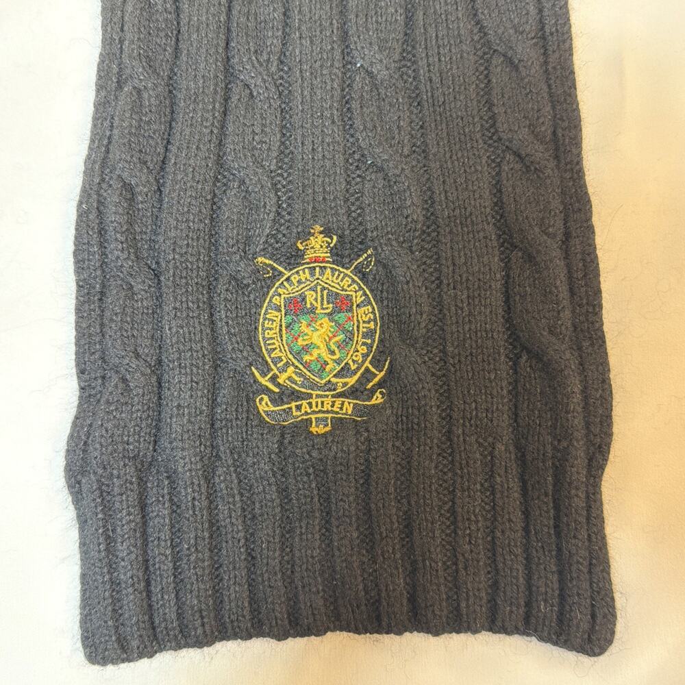 Vintage Lauren Ralph Lauren Lambswool Cashmere Rabbit Blend Knit Scarf W/Crest